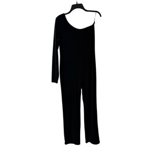 Vintage 90s Moda International One Shoulder Velvet Jumpsuit Black Medium